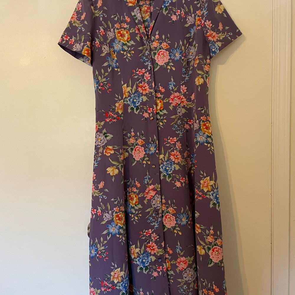 Maggy London Purple Floral Midi Dress